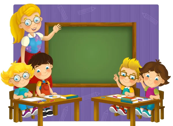 A színezés oldal - az osztályteremben - illusztráció a gyerekeknek — Stock Fotó