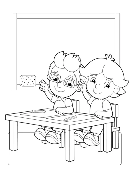 The coloring page - the classroom - illustration for the children — Stock Photo, Image