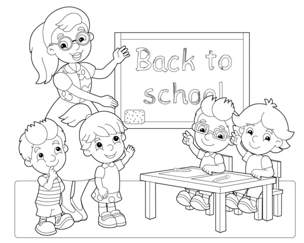 A página de colorir - a sala de aula - ilustração para as crianças — Fotografia de Stock