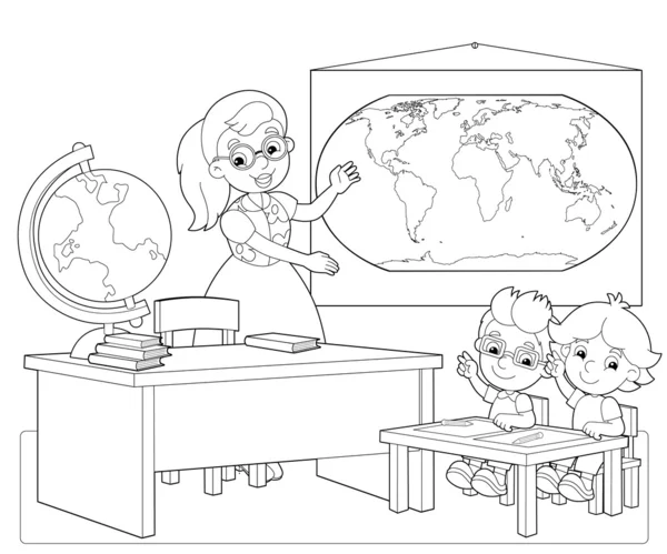 La página para colorear - el aula - ilustración para los niños —  Fotos de Stock