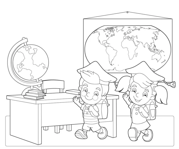 The coloring page - the classroom - illustration for the children — Stock Photo, Image