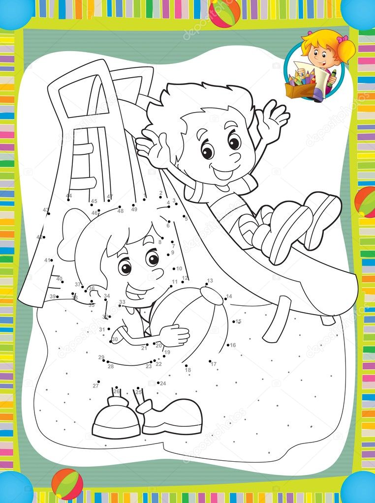 The page with exercises for kids - coloring book - illustration for the children