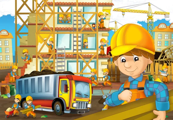 Na budowie - ilustracja dla dzieci — Zdjęcie stockowe