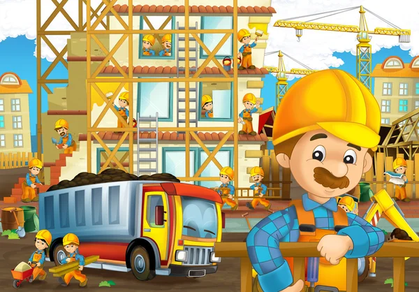 On the construction site - illustration for the children — Stock Photo, Image