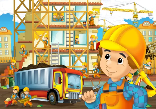 Na budowie - ilustracja dla dzieci — Zdjęcie stockowe