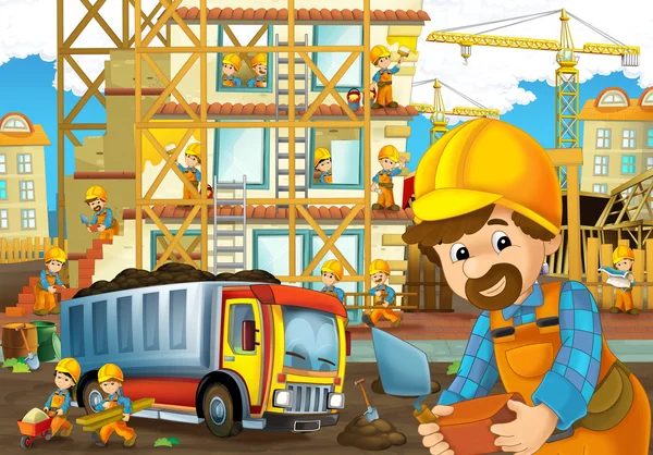 On the construction site - illustration for the children — Stock Photo, Image