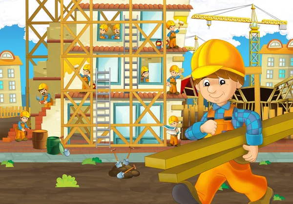 On the construction site - illustration for the children — Stock Photo, Image