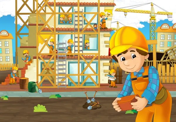 No local de construção - ilustração para as crianças — Fotografia de Stock