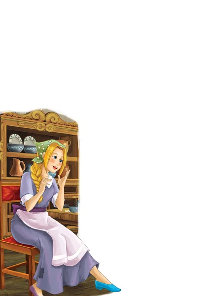 Prinsessor - cinderella slott - riddare och älvor - vackra manga tjej - illustration för barn — Stockfoto