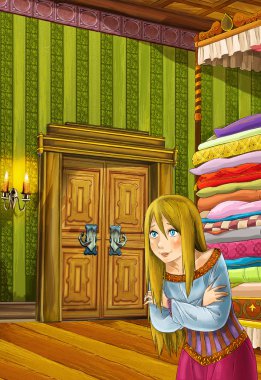 Prenses ve bezelye - prensesler kaleler - knights ve periler - güzel manga kız - çizim çocuklar için