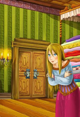 Prenses ve bezelye - prensesler kaleler - knights ve periler - güzel manga kız - çizim çocuklar için