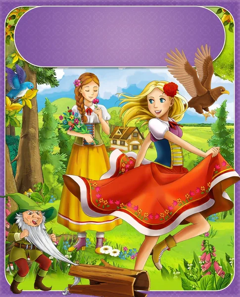 The princesses castles - knights and fairies - Beautiful Manga Girls - illustration for the children — Stock Photo, Image