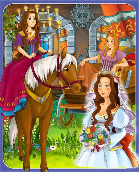 The goose girl - Prince or princess - castles - knights and fairies - illustration for the children — Stock Photo, Image