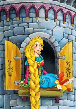Rapunzel - Prens veya Prenses - kaleler - knights ve periler - çizim çocuklar için