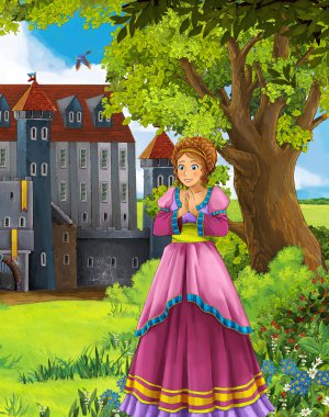 The princesses - castles - knights and fairies - Beautiful Manga Girl - illustration for the children clipart