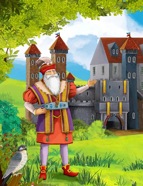 Prinsesserne - slotte - riddere og feer - Smuk Manga Pige - illustration til børnene - Stock-foto