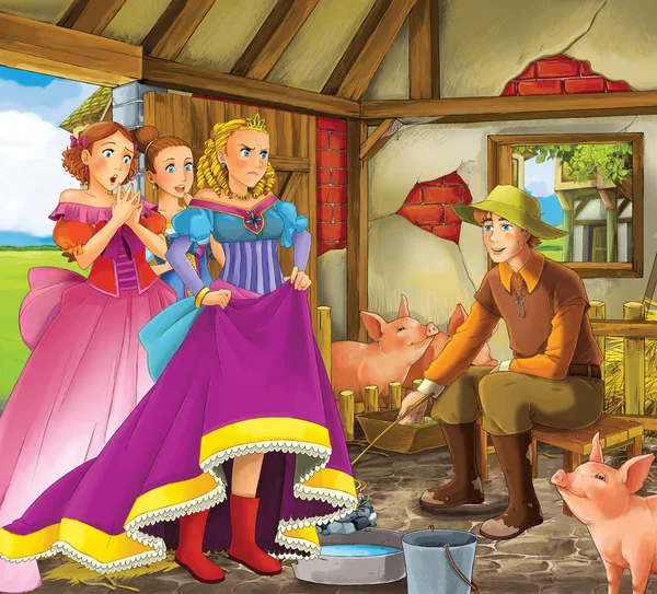 Свинопас - Принц или принцесса - замки - рыцари и феи - иллюстрация для детей — стоковое фото