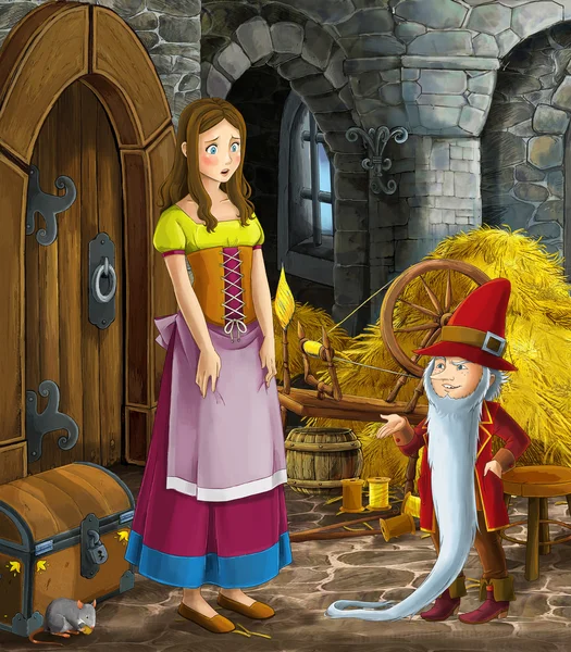 Rumpelstilzchen - Prince or princess - castles - knights and fairies - illustration for the children — Stock Photo, Image