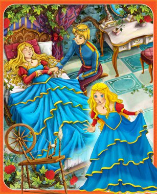 Uyuyan güzellik - Prens veya Prenses - kaleler - knights ve periler - çizim çocuklar için
