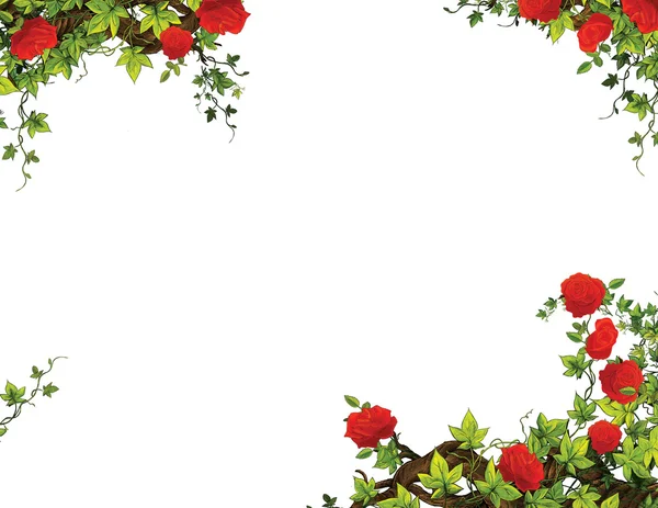 Rama rose - granica - szablon - z róż - Walentynki - bajki - ilustracja dla dzieci — Zdjęcie stockowe