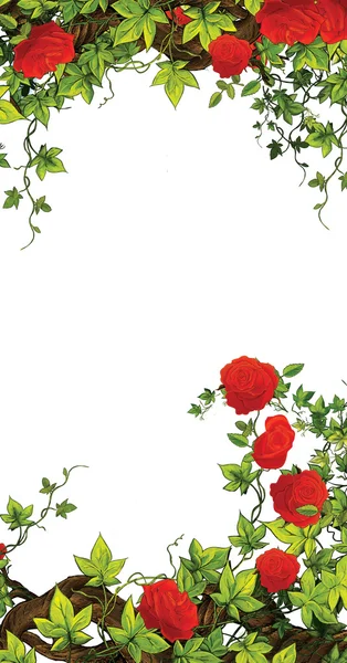 Розовая рамка - рамка - шаблон - с розами - валентинки - сказки - иллюстрация для детей — стоковое фото
