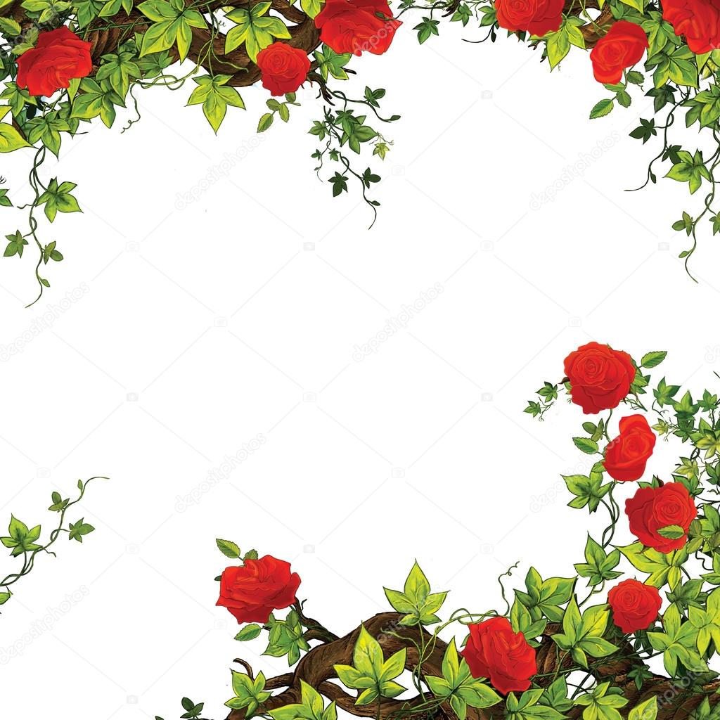 The rose frame - border - template - with roses - valentines - fairy tales - illustration for the children