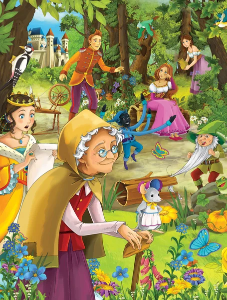 童话故事糊了-城堡-骑士和仙女 — 图库照片