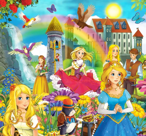 The fairy tales mush up - castles - knights and fairies — Stock Photo, Image