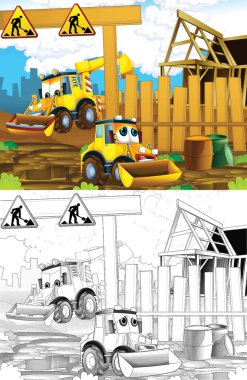 karikatür tarzı - çocuklar için örnek dışında sanatsal boyama sayfası