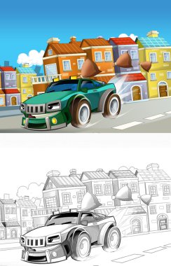 karikatür tarzı - çocuklar için örnek dışında sanatsal boyama sayfası