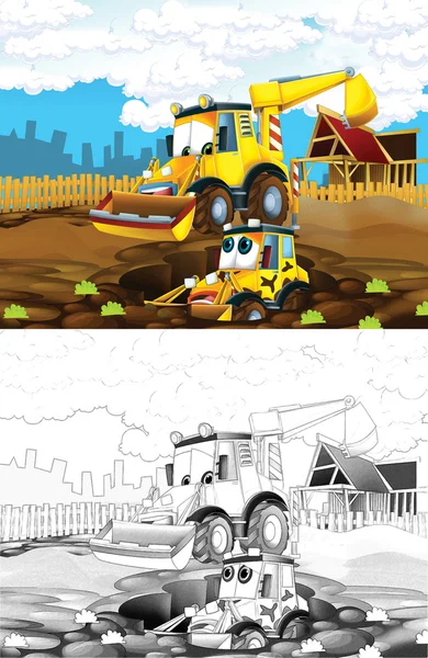 Traktor. Künstlerisches Malbuch im Cartoon-Stil — Stockfoto