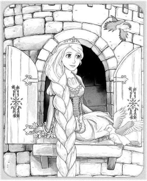 The sketch coloring page with preview "Tangled". — Stock Photo, Image