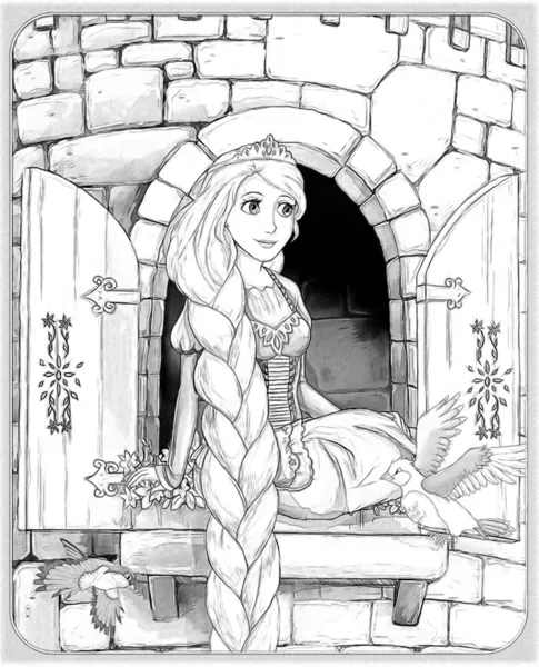 The sketch coloring page with preview "Tangled". — Stock Photo, Image