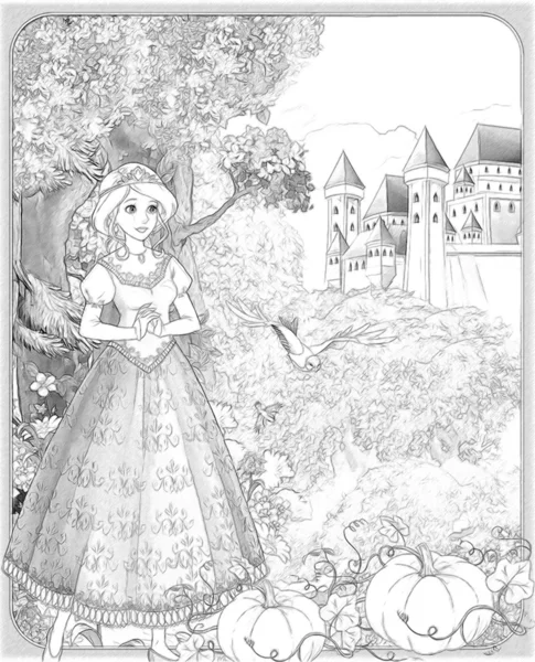 The sketch coloring page with preview - artistic style - illustration for the children — Stock Photo, Image