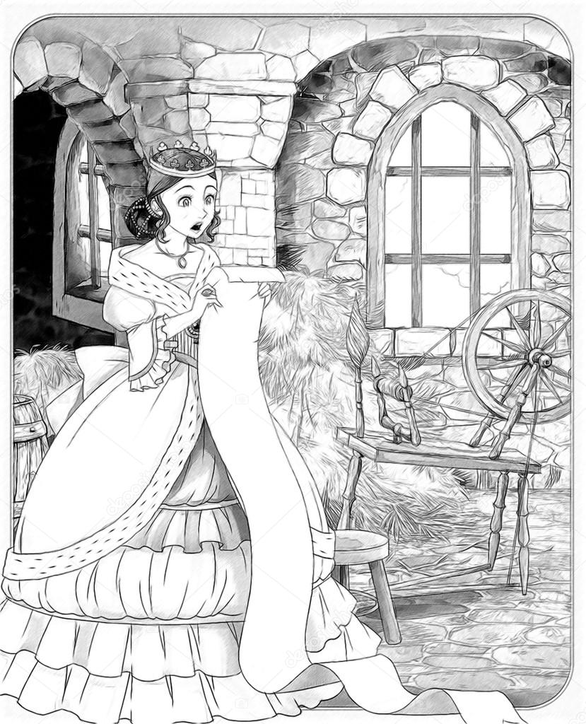 The sketch coloring page with preview - artistic style - illustration for the children