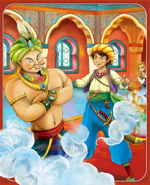 Fairy-tale characters - "Aladdin." - illustration for the children — Stock Photo, Image