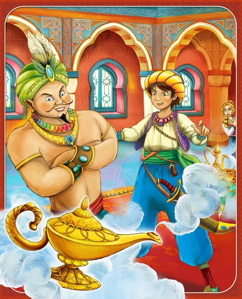 Fairy-tale characters - "Aladdin." - illustration for the children — Stock Photo, Image