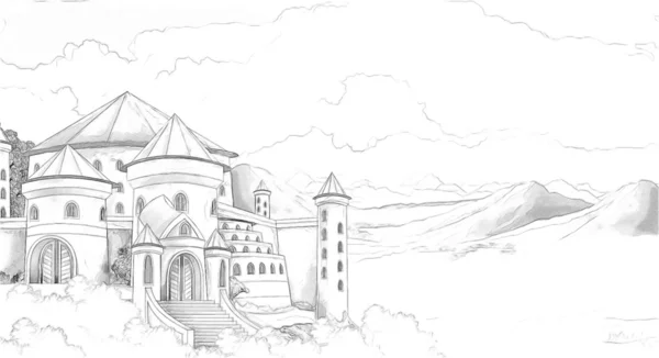 Châteaux - chevaliers et fées. Style artistique - illustration pour les enfants — Photo