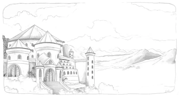 Châteaux - chevaliers et fées. Style artistique - illustration pour les enfants — Photo