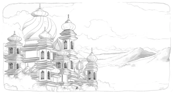 Zamki - Rycerze i wróżki. styl artystyczny - ilustracja dla dzieci — Zdjęcie stockowe