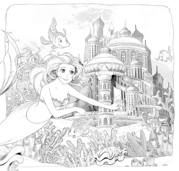 "La Sirenita ". Estilo artístico - ilustración para los niños —  Fotos de Stock