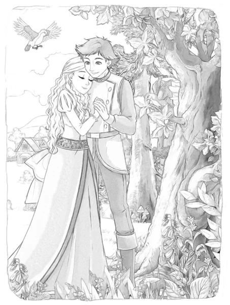 Prinsen och prinsessan - riddare och älvor. illustration för barn — Stockfoto