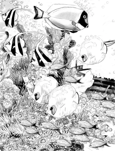 Кораловий риф - ілюстрація для дітей — стокове фото