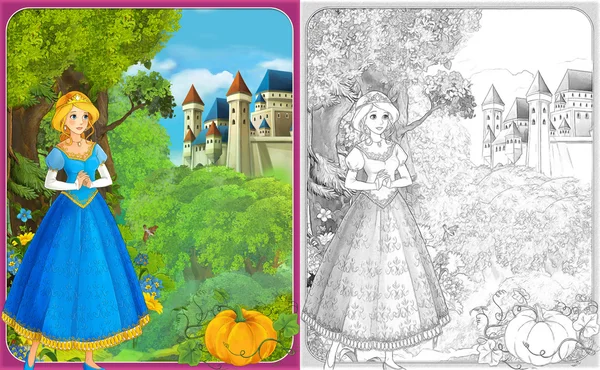 Croquis coloriage avec aperçu - style artistique - illustration pour les enfants — Photo