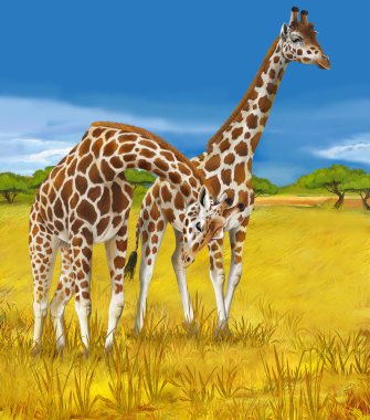 çocuklar için Safari - zürafa - illüstrasyon