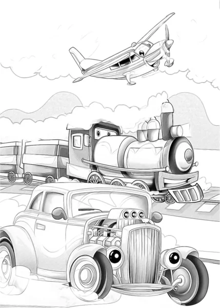 Machines - artistic coloring page — Stock Photo, Image