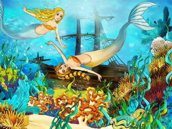 The ocean and the mermaids — Stock Photo, Image