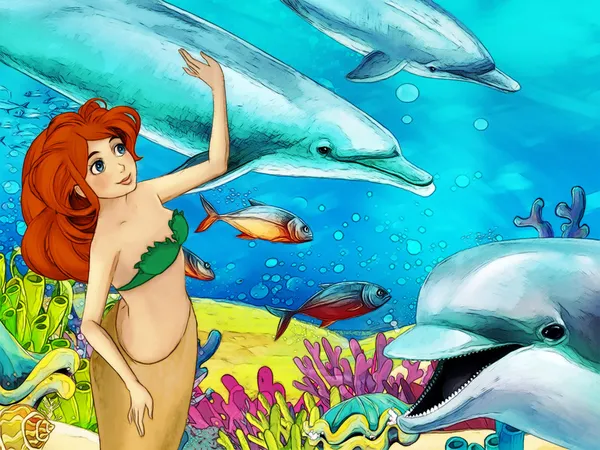 Havet och mermaids — Stockfoto