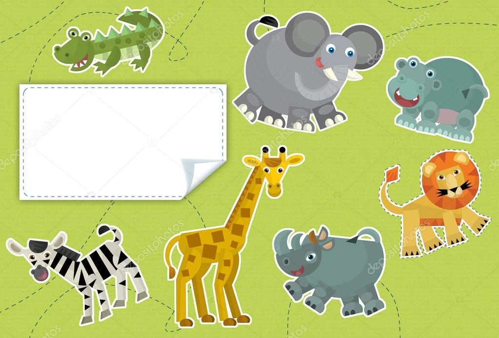 Cartoon animals - label - illustration for the children
