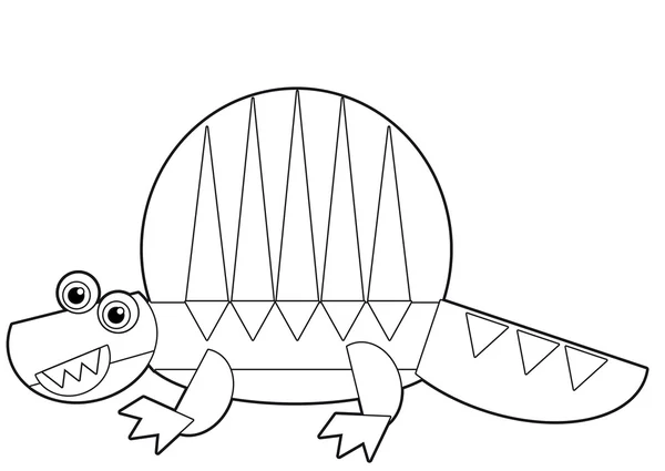 La pagina da colorare del dinosauro dei cartoni animati per i bambini — Foto Stock